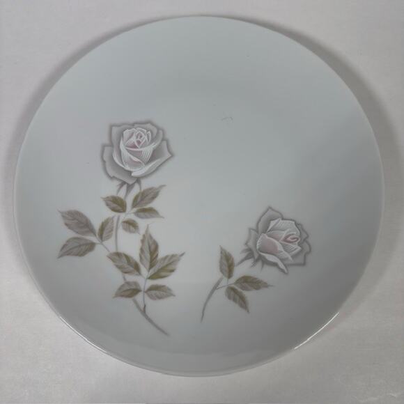 Noritake Edenrose 4 Salad Plates Gray/Pink/White Roses VTG - Picture 13 of 14